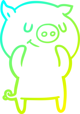 Bir insan tarafından çizilmiş mutlu çizgi film domuzu çizimi.