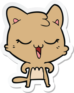 Bir insan tarafından çizilmiş mutlu çizgi film kedisinin çıkartması.