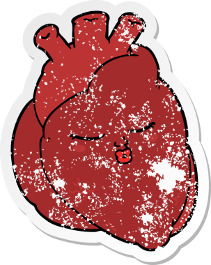 Bir insan tarafından çizilmiş karikatür bir kalbin sıkıntılı çıkartması.