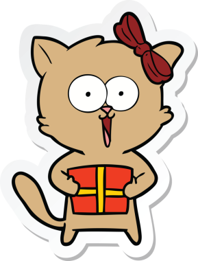 Bir insan tarafından çizilmiş çizgi film kedisinin çıkartması.