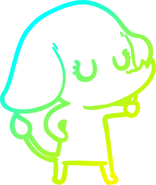 Bir insan tarafından çizilmiş şirin bir filin soğuk gradyan çizgisi