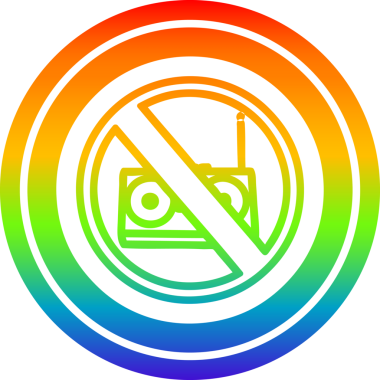 Bir insan tarafından çizilmiş gökkuşağı gradyanı olan müzik dairesel simgesi yok