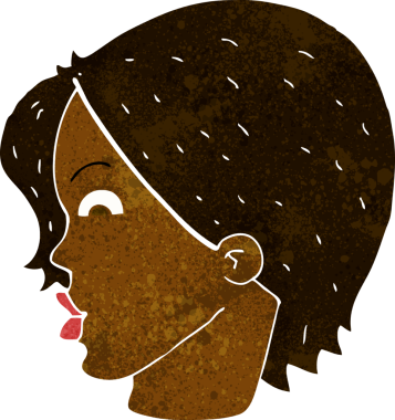 Bir insan tarafından çizilmiş bir kadın yüzü.