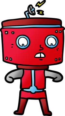 Bir insan tarafından çizilmiş çizgi film robotu