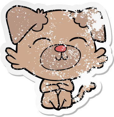 Bir insan tarafından çizilmiş bir karikatür köpeğinin sıkıntılı çıkartması.