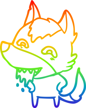 Gökkuşağı gradyan çizgisi insan tarafından çizilmiş aç bir kurt çizgi.