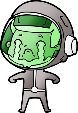 Bir insan tarafından çizilmiş ağlayan astronot çizgi filmi.