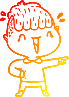 Sıcak bir çizgi film çizimi. Mutlu bir çocuk. Bir insan tarafından çizilmiş.