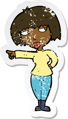 Bir insan tarafından çizilmiş kızgın bir karikatürün gerilimli çıkartması.