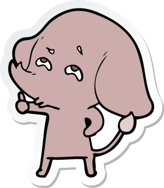 Bir insan tarafından çizilmiş karikatür filinin çıkartması.