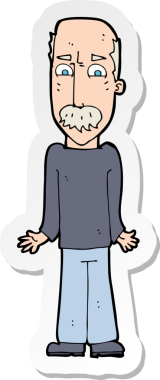 Çizgi film çıkartması. Baba bir insan tarafından çizilmiş omuzlarını silkiyor.