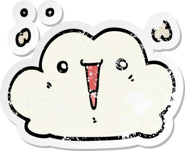 Bir insan tarafından çizilmiş şirin bir karikatür bulutunun sıkıntılı çıkartması.