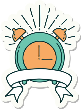 Bir insan tarafından çizilmiş dövme stili çalar saat etiketi.