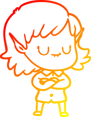 Bir insan tarafından çizilmiş mutlu bir elf kızı çizimi.