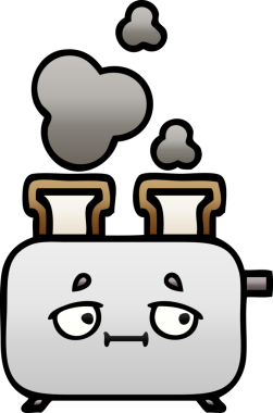 Bir insan tarafından çizilmiş tost makinesinin gölgelenmiş karikatürü.