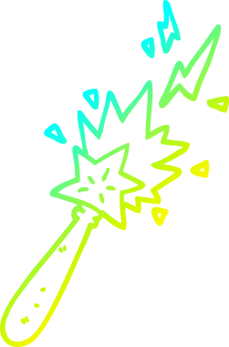 Bir insan tarafından çizilmiş bir çizgi film sihirli değneğinin soğuk gradyan çizimi