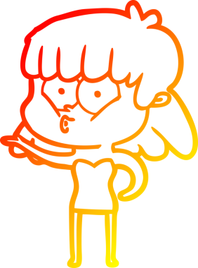 Bir insan tarafından çizilmiş, çizgi film karakteri ıslık çalan bir kız çizimi