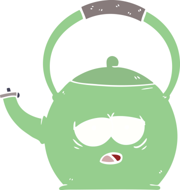 Bir insan tarafından çizilmiş düz renk çizgi film çaydanlığı