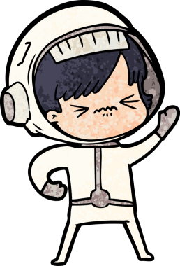 Bir insan tarafından çizilmiş kızgın uzay kızı.