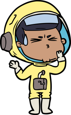 Çizgi film bir insan tarafından çizilmiş astronot.