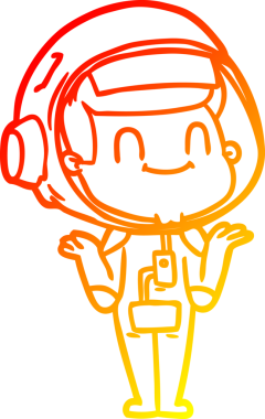 Bir insan tarafından çizilmiş mutlu bir astronot çizgi roman çizimi.