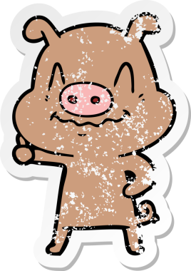 Bir insan tarafından çizilmiş sinirli bir domuzun sıkıntılı çıkartması.