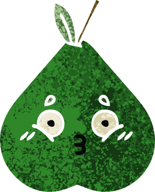 Bir insan tarafından çizilmiş bir armutun retro çizim tarzı karikatürü