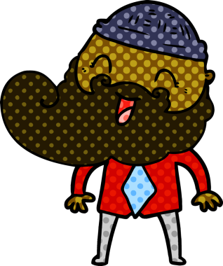 Bir insan tarafından çizilmiş mutlu sakallı adam.