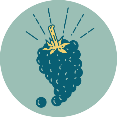 Bir insan tarafından çizilmiş bir demet üzüm dövmesi ikonu