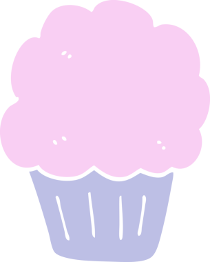 Bir insan tarafından çizilmiş düz renkli çizgi film keki.