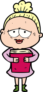 Bir insan tarafından çizilmiş mutlu yaşlı kadın çizgi filmi.