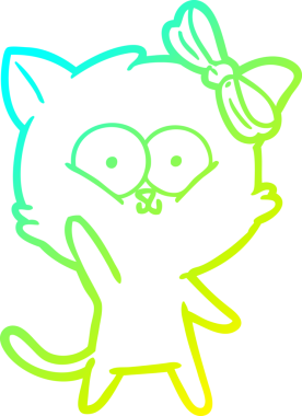 Bir insan tarafından çizilen çizgi film kedisinin soğuk gradyan çizgisi.