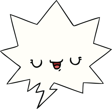 Bir insan tarafından çizilmiş konuşma baloncuklu mutlu çizgi film ifadesi