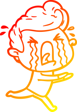 Bir insan tarafından çizilmiş, ağlayan bir çizgi film karakteri.