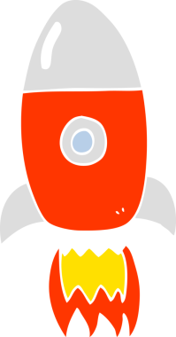 Bir insan tarafından çizilen uçan roketin düz renk çizimi