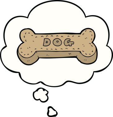 Bir insan tarafından çizilmiş düşünce balonlu çizgi köpek bisküvisi.