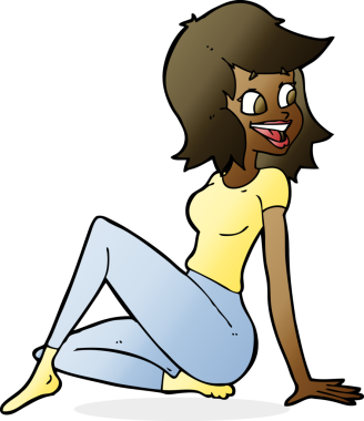 Bir insan tarafından çizilmiş mutlu görünen güzel bir kadın.