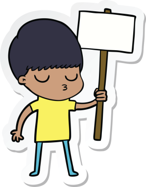 Bir insan tarafından çizilmiş sakin bir çocuğun çıkartması.