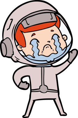 Bir insan tarafından çizilmiş ağlayan astronot çizgi filmi.