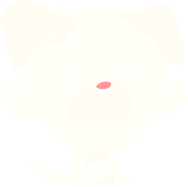 Bir insan tarafından çizilmiş düz renkli çizgi film köpeği.