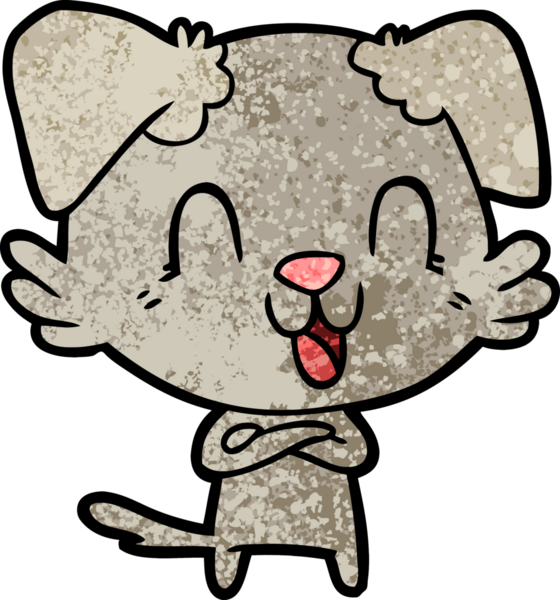 Bir insan tarafından çizilmiş gülen çizgi film köpeği.