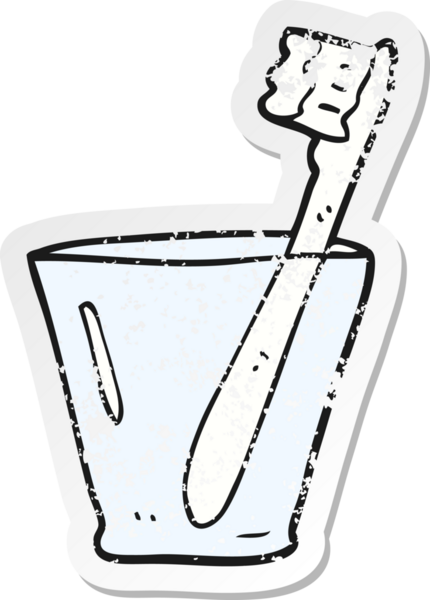 Bir insan tarafından çizilmiş cam bir diş fırçasının gerilimli retro yapıştırması