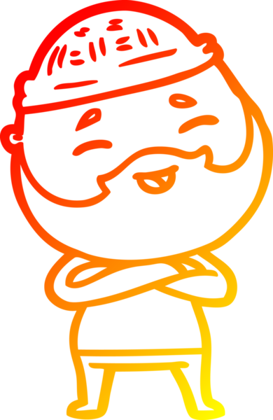 Bir insan tarafından çizilmiş mutlu sakallı bir adamın çizgi çizimi.