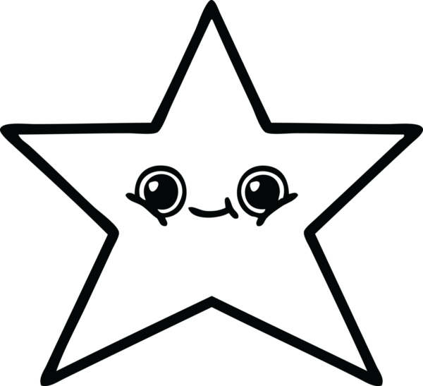 Bir insan tarafından çizilmiş altın yıldızın çizgi çizimi.