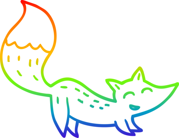 gökkuşağı gradyan çizgi çizimi bir insan tarafından çizilmiş mutlu tilki