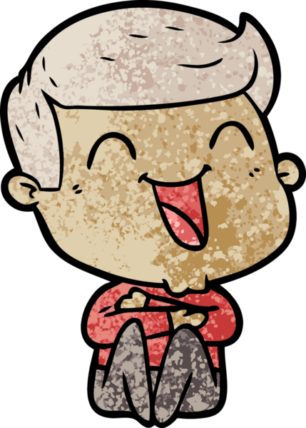 Bir insan tarafından çizilmiş gülen çizgi film adamı.