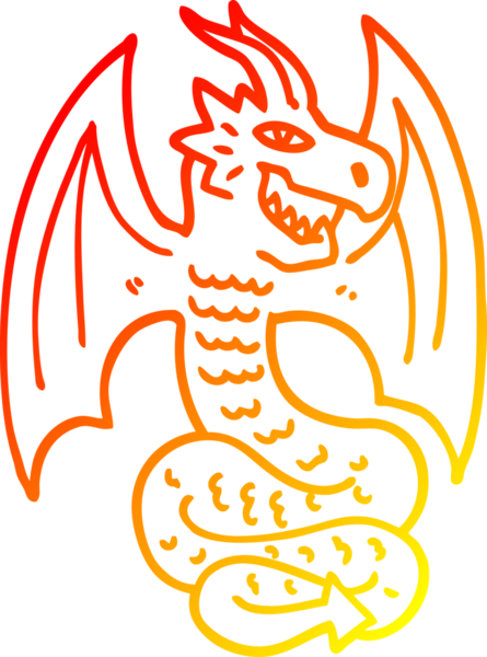 Bir insan tarafından çizilmiş bir ejderhanın sıcak çizgi çizimi