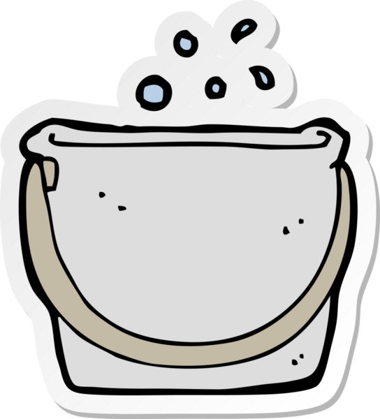 Bir insan tarafından çizilmiş karikatür kovası çıkartması.