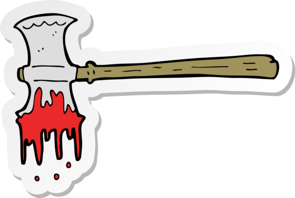 Bir insan tarafından çizilmiş kanlı balta çıkartması.