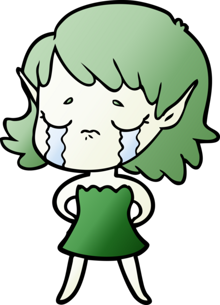 Bir insan tarafından çizilmiş ağlayan elf kızı.